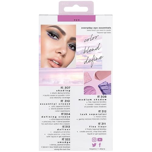 Real Techniques 8 Piece Everyday Eye Essentials Makeup Brush Set, Eye Brushes for Eye Liner, Eyeshadow, Brows, & Lashes, Travel Friendly, Gift Set, Synthetic Bristles, Cruelty-Free & Vegan thumbnail 11