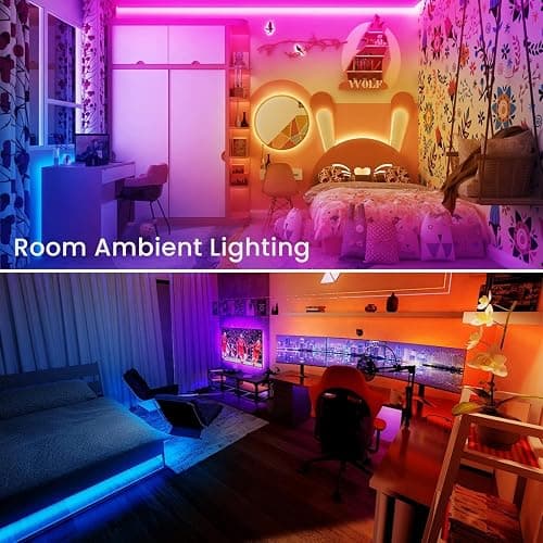 TJOY 130ft Bluetooth LED Strip Lights, RGB Color Changing, Music Sync, App Control, Indoor Usage, 5050 SMD, 2 Rolls, for Bedroom Kitchen TV Party (APP+Remote +Mic) thumbnail 5