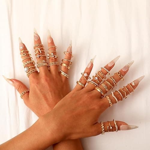 CHICUTIE Gold Knuckle Rings Set For Women Stackable Joint Finger Midi Rings Dainty Cubic Crystal Zirconia Simple Hollow Twist Cute Rings Pack Jewelry Gift thumbnail 2