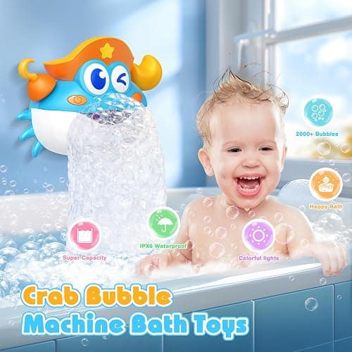 Bath Toys for Toddlers 1-3, vicia Bath Bubble Machine for Kids Age 3-5 Crab Bubble Bath Toys with Music & Light for 1 2 3 4 5 Year Old Boys Girls Light-Up Bathtub Toys for Babies Gifts thumbnail 2