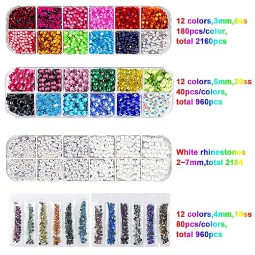 GLTECK Hotfix Applicator, Bedazzler Kit with 5784 PCS Rhinestones for Crafts, DIY Hot Fix Rhinestone Applicator Wand Setter Tool with 7 Tips, 6 Pattern Templates, Gloves, Tweezers & Cleaning Brush thumbnail 3