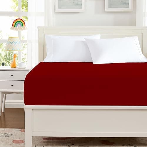 Hotella 100% Microfiber King Size Fitted Sheet Only, 78"x80" Hotel Quality Deep Pocket Bottom Sheet, Fit for 6" 8" 14" Matress, Machine Washable and Non-Fade, Snug Fit Stay in Place, DRAK RED thumbnail 4
