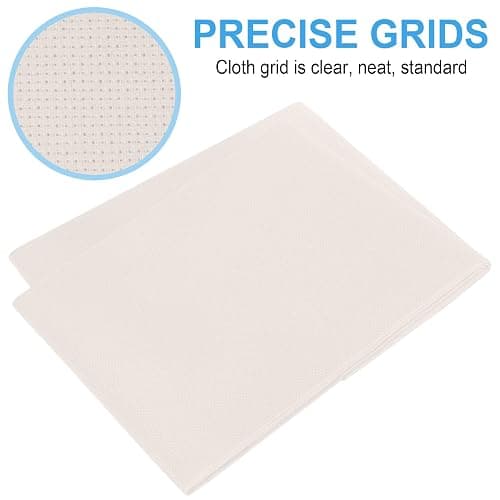 Cross Stitch Fabric 14 Count Aida Cloth 28 x 19 Inch Large Size Classic Reserve Cross Stitch Supplies Embroidery Fabric for Home DIY Craft Decoration Handmade, Light Beige thumbnail 3