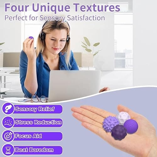Magnetic Fidget Balls Toys (8PCS), Weighted Texture Tactile Sensory Fidget Balls, Stress Anxiety Relief Toys for Fingers Hands, Pain Stimming Tools for Adults & Teens with Autism (Purple) thumbnail 5