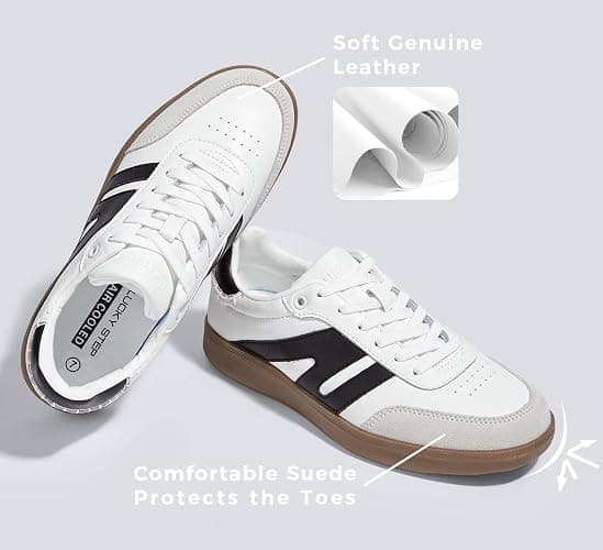 LUCKY STEP Women Classic Retro Gum Sole Fashion Sneakers Casual Tennis Skate Shoe Genuine Leather Walking Footwear Anti Slip Trainers thumbnail 3