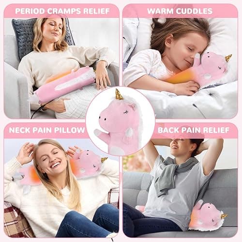 Unicorn Heating Pad for Period Cramps Menstrual Pain Relief, Portable Electric Heat Pads USB Powered, Cute Unicorn Toys Stuffed Animals Gifts, Funny Gift for Women Teen Girls Birthday Christmas thumbnail 3