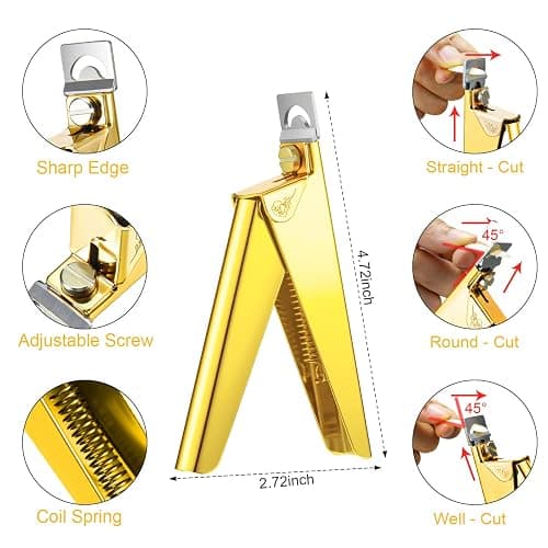 Mudder Acrylic Nail Clippers Kit False Nails Tips Cutter Professional Cuticle Trimmer Nipper Cutter Pusher Remover Stainless Steel Manicure Pedicure Art Tools Set Salon Home(Golden) thumbnail 3