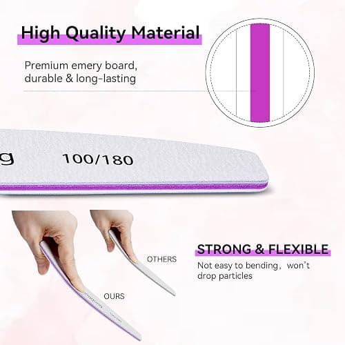 24 PCS Nail File 100/180 Grit Nail Files for Women Double Sided Emery Board Fingernail Shaping Manicure Pedicure Tools for Natural Nails Nail Supplies Salon and Home Use thumbnail 2