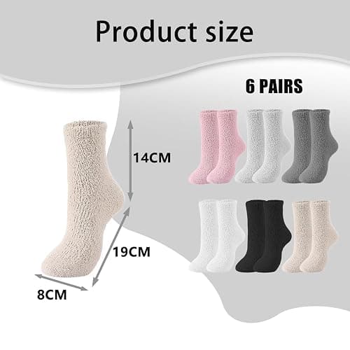 6 Pairs Fuzzy Socks, Fluffy Socks Womens Warm Plush Home Sleeping Sock Ladies Fluffy Sock For Women Slipper Warm Thick Cosy Plush Winter Gift thumbnail 2