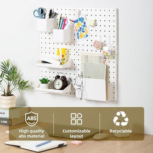 VUSIGN Peg Board Combination Kit, 22"x22" Pegboards and Accessories for Wall Organization, Pegboard Wall Organizer for Office, Home, Desk, White thumbnail 3