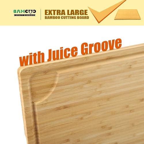  30x21 Inch Extra Large Bamboo Cutting Board, Stovetop Cover, Sink Cover, Noodle Board, with Detachable Legs, Juice Groove, Front Baffle, Ideal for Kitchen Countertop, Expanding Workspace - 30"L x 21"W thumbnail 4