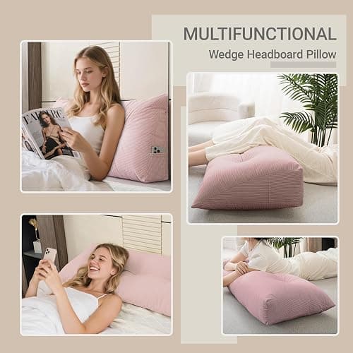 MQK Headboard Pillow Wedge Pillow Headboard Dorm Headboard Twin XL Long Back Pillow for Bed Sitting up Sleeping Bolster Pillow for Mattress Gap Filler thumbnail 4