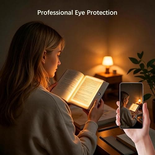 Choudao LED Book Light & Night Light 2 in 1, Flat Reading Light, Black | 3 Color Temperatures & Stepless Dimming, USB Rechargeable Full Page Light with Timer for Night Reading in Bed thumbnail 8