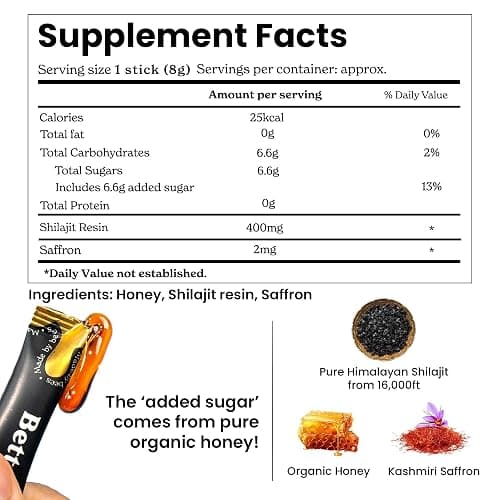 Better Alt Pure Himalayan Shilajit Sticks with Organic Honey, Saffron | Easy to Consume Shilajit| 30 Sticks for Energy Boost & Immune Support, 85+ Trace Minerals, 75%+ Fulvic Acid thumbnail 7