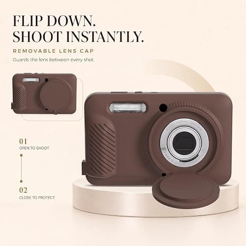 TUOOUT Case for Kodak PIXPRO FZ55, FZ55 accessories，Soft Silicone Protective Case Removable Lens Cover, lncludes Screen Protector and Cute Lanyard- Brown thumbnail 3