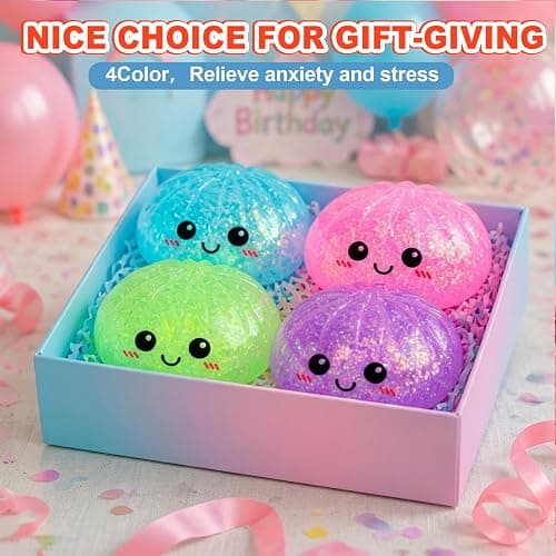 Sugar Glitter Dumplings Squishy with Mystery Box,Viral Squishy Dumpling,Colorful Dumplings Stress Balls Fidget Sensory Balls for Kids & Adults (Blue) thumbnail 5