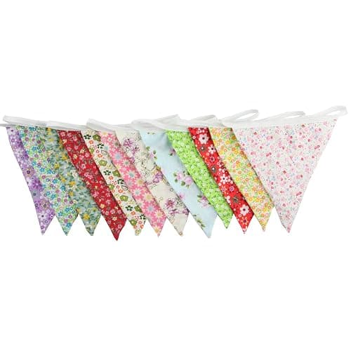 10M/32Ft Triangle Bunting Banner, 36 Pcs Cotton Fabric Flags Pennant Garlands for Birthday Party, Wedding, Baby Shower, Outdoor and Home Decorations (Colorful) - Colorful thumbnail 5