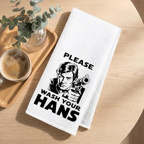 Please Wash Your Hans Kitchen Towels 14x24 Inch, S Wars Dish Towel | Waffle Weave Hand Cloth Tea Towel, Funny Kitchen Accessories, Geek Home Kitchen Bathroom Decor, Housewarming Gifts thumbnail 2