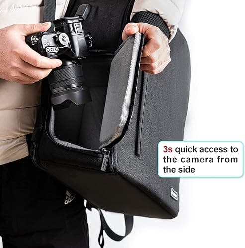 Cwatcun Professional Camera Backpack - Waterproof DSLR/SLR/Mirrorless Camera Case - Compatible with Sony, Canon, Nikon - Large Black thumbnail 6