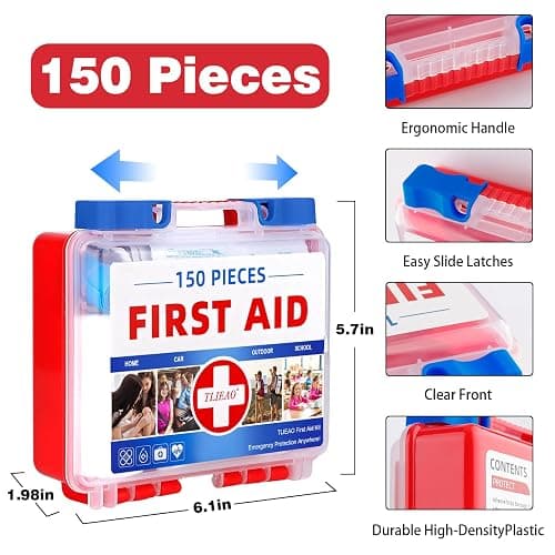 TLIEAO Mini First Aid Kit - 150 Pieces Emergency Medical Kit for Home, Car, Travel, Camping, Truck, Hiking, Sports, Office, Vehicle & Outdoor Emergencies thumbnail 3