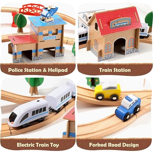 Electric Toddler Wooden Train Set Toy, 88 PCS Train Track Toys for 3 4 5 Years Old Kids, Boys and Girls thumbnail 4