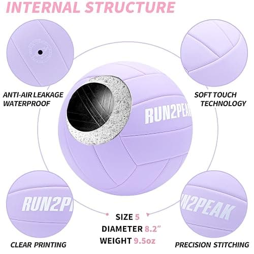 RUN2PEAK Soft Touch Volleyball Ball Gifts for Teen Girls Kids Youth Team Beginners Durable Volleyballs for Outdoor Indoor Beach Pool Water Play Official Size 5 Training Practice Volley Ball thumbnail 5