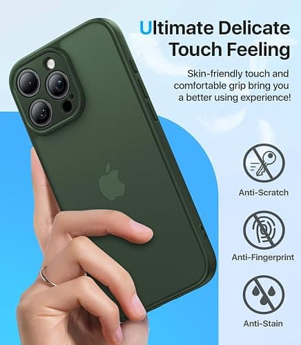 Shiiuou Shockproof for iPhone 13 Pro Case, [Camera Protection] [Military-Grade Drop Protection] Protective Anti-Yellow Slim Translucent Skin-Friendly for iPhone 13 Pro Phone Case, Forest Green thumbnail 5