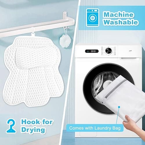 Bath Pillows for Tub, Ergonomic Bathtub Pillow for Head, Neck & Back Support, Soft Spa Cushion Washable with 4D Mesh & Non-Slip Suction Cups, Relaxing Hot Tub Accessories & Spa Gifts for Women and Men thumbnail 6