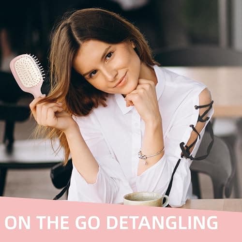 Jurrissa Mini Hair Bursh for Women Men and Kids, Protable Travel Size Hair Brush for Pockets Purses, Mini Detangler Brush for All Hair Types, Small Paddle Brush for Detangling (Pink) thumbnail 6