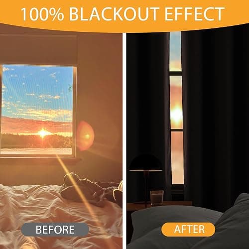 RYB HOME 100% Blackout Pink Curtains for Girls Bedroom, 2 Panels Blackout Thermal Insulated Noise Reducing Window Drapes for Kids Baby Room Living Room, 52 inches Wide by 84 inches Long thumbnail 5