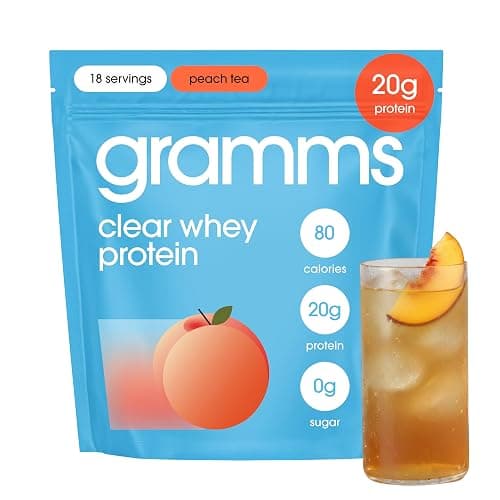 GRAMMS Clear Protein Powder | 20G Whey Isolate | Gluten Sugar Lactose Free | Peach Tea | 18 Servings - Image 1