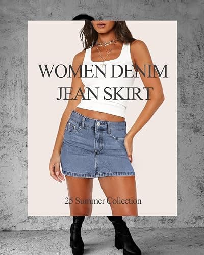 MONCCIZA Women’s Denim Jean Skirt Mini Y2K Low Waisted Casual Cute Skirts with Pockets thumbnail 2