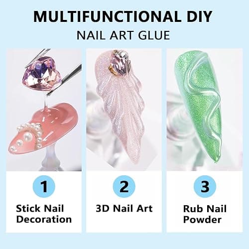 MUSILAN Nail Rhinestone Glue,Super Strong Rhinestones Gel Nail Glue for 3D Nails Beads Stickers Stones Crystals Diamond Art Jewels 3D Decorations Tools,Cured Need thumbnail 6