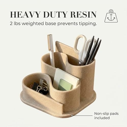 OAKOA Aesthetic Desk Organizer - Modern Desk Accessories - Boho Pen Holder | Beige Aesthetic Desk Accessories - Modern Cute Desk Organizer - Neutral Boho Desk Accessories - Desk Essentials for Women thumbnail 3