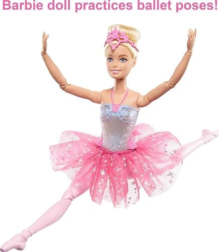Barbie Dreamtopia Twinkle Lights Ballerina Doll with Blonde Hair & Light-Up Feature Wearing Royal Headband & Pink Tutu thumbnail 3
