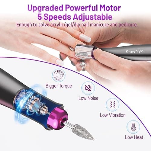 Electric Nail Drill Professional, 35000RPM Cordless Acrylic Nail Kit for Nail Polish Remover, Electric Nail File Buffer Grinder, Nail Filer Electric Professional Manicure and Pedicure kit (Matte Gray) thumbnail 3