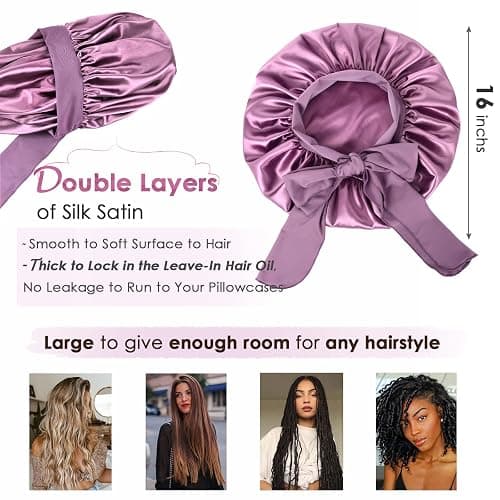 YANIBEST Silk Bonnet for Sleeping Women Adjustable Double Layer Satin Bonnet Reduce Friction Prevent Frizz Natural Curly Hair thumbnail 3