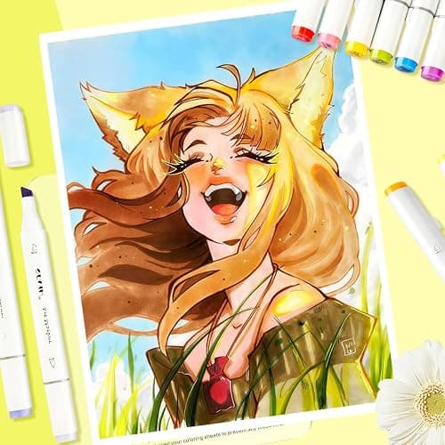 SFAIH Alcohol Markers Fine & Chisel - 49 Colors Double Tipped Art Markers for Adult Coloring Sketch Illustration, Gifts for Students Beginners - Greeting Card, Refillable Ink, Colorless Blender thumbnail 2