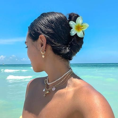 6 Pcs Flower Hair Claw Clips for Women Girls, Hawaiian Hibiscus Flower Hair Clips, Cute Vacation Beach Hair Accessories thumbnail 2