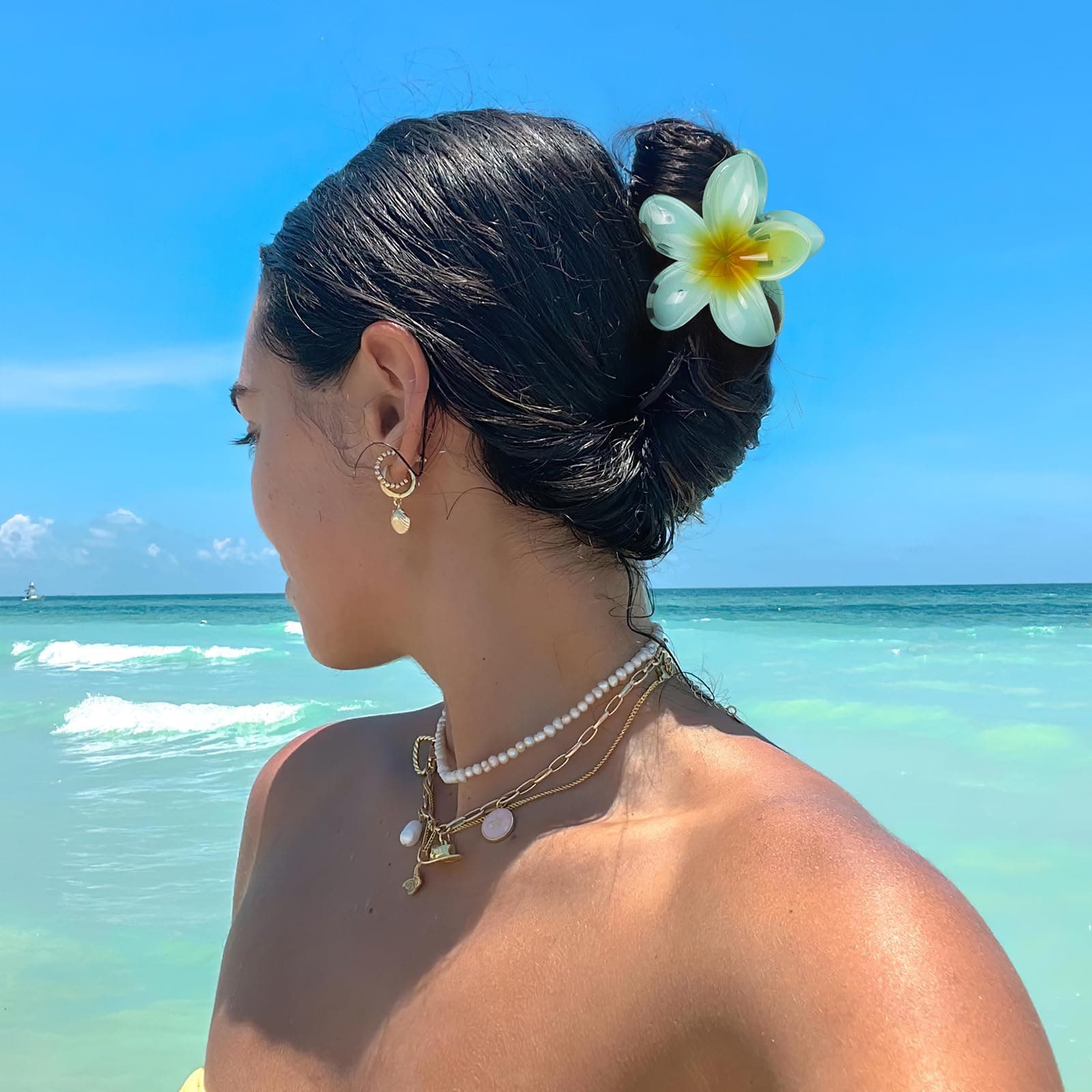 6 Pcs Flower Hair Claw Clips, Hawaiian Hair Clips for Women, Beach Cute Hair Accessories thumbnail 2