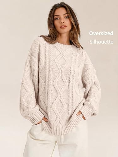 Trendy Queen Women's Oversized Cable Knit Sweaters 2026 Fall Outfits | Quiet Luxury Style, Chunky Knit Texture, Winter Holiday Outfit, Easy Layering Piece, Fall Fashion Staple thumbnail 3