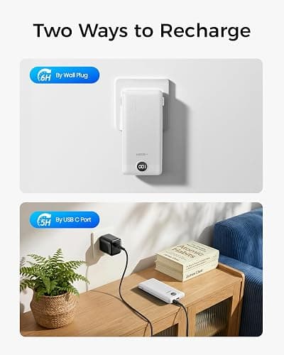 VEGER Portable Charger for iPhone, Power Bank Built in Cables and Wall Plug | 10000mAh,Ultra Slim&Compact,5 Outputs,LED Display,Flight-Safe,Travel Essentials Battery Pack for iPhone 17,iPad, Samsung,etc thumbnail 5