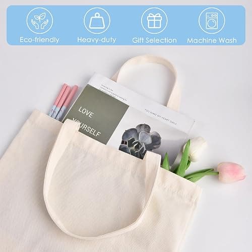 TATOTUTOTA Canvas Tote Bag Bulk 24 Pack Sublimation Tote Bags, Lightweight Medium Reusable Grocery Shopping Cloth Bags for Heat Transfer Vinyl(13.7x15in) thumbnail 3