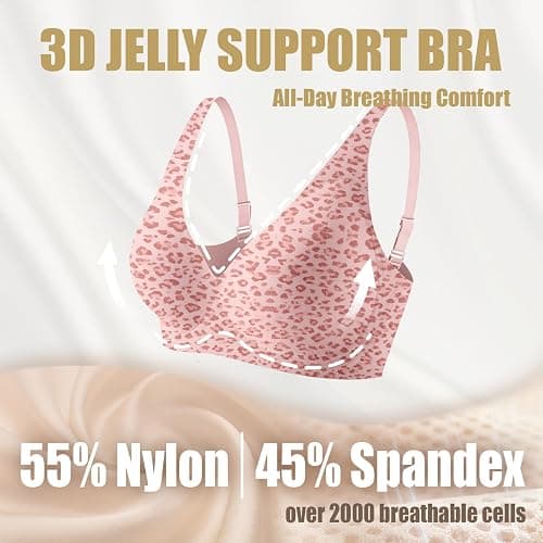 Jelly Wireless Bra Deep V Push Up Seamless T-Shirt Comfortable Plunge No Underwire Bras with Adjustable Straps Everyday Bras thumbnail 3