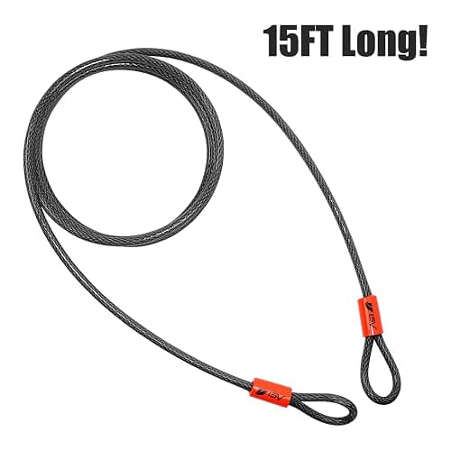 BV Heavy-Duty 15FT Security Cable with Loops - 10mm (3/8 Inch) Cut-Resistant Braided Steel Cable - Versatile & Weatherproof - Security Chain for Padlock, Chain Lock, Wire Lock thumbnail 3