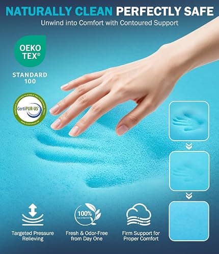 Panyu Dual Layer 4 Inch Memory Foam Mattress Topper Twin Size, 2" Cooling Gel Memory Foam & 2" Plush Pillow Top CertiPUR-US Mattress Pad Cover Medium Support for Pressure Relief, Deep Pocket, White thumbnail 4