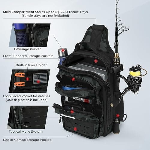 KastKing BlowBak Tactical Sling Tackle Bag-Lightweight Fishing Backpack Storge Fishing Gear and Equipment,Gift for Men thumbnail 5