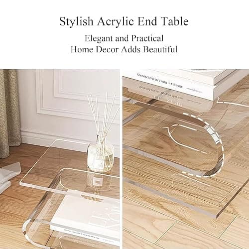 S-Shaped Acrylic Side Table with Magazine Bookshelf Modern Nightstand for Living Room Bedroom Study Office,Abstract,Home Decor,Sofa End Table,Couch,Accent Table(14.2″W×11.8″D×16.7″H, Red) thumbnail 6