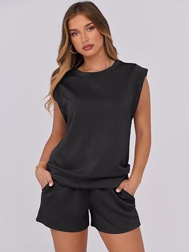 ANRABESS Two Piece Sets for Women 2026 Summer Short Lounge Set Casual Beach Vacation Outfits Spring Sweatsuits Tracksuit thumbnail 3