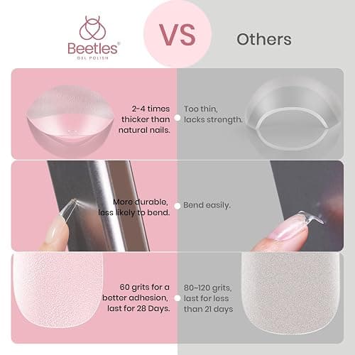 Beetles Gel Nail Tips Long Square 12 Sizes, 288Pcs Pre Shaped Half Matte Press On Nails Gelly Tips False Nails for Gel Nail DIY Art Nail Extensions Acrylic Nails Gift thumbnail 5